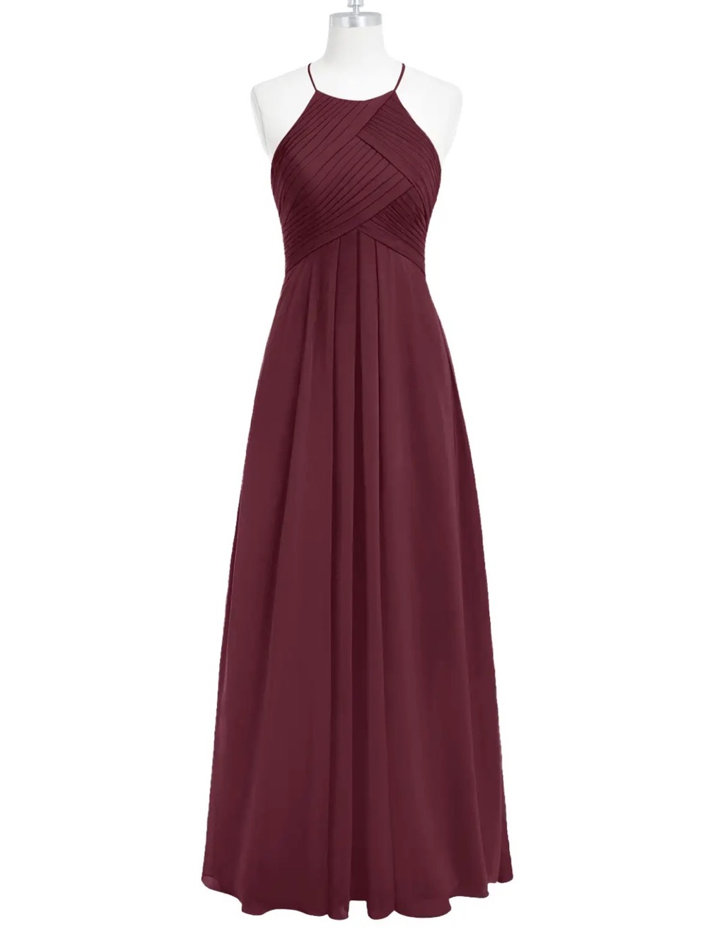 Azazie Ginger A-Line Halter Bridesmaid Dress, Cabernet 18 NWT